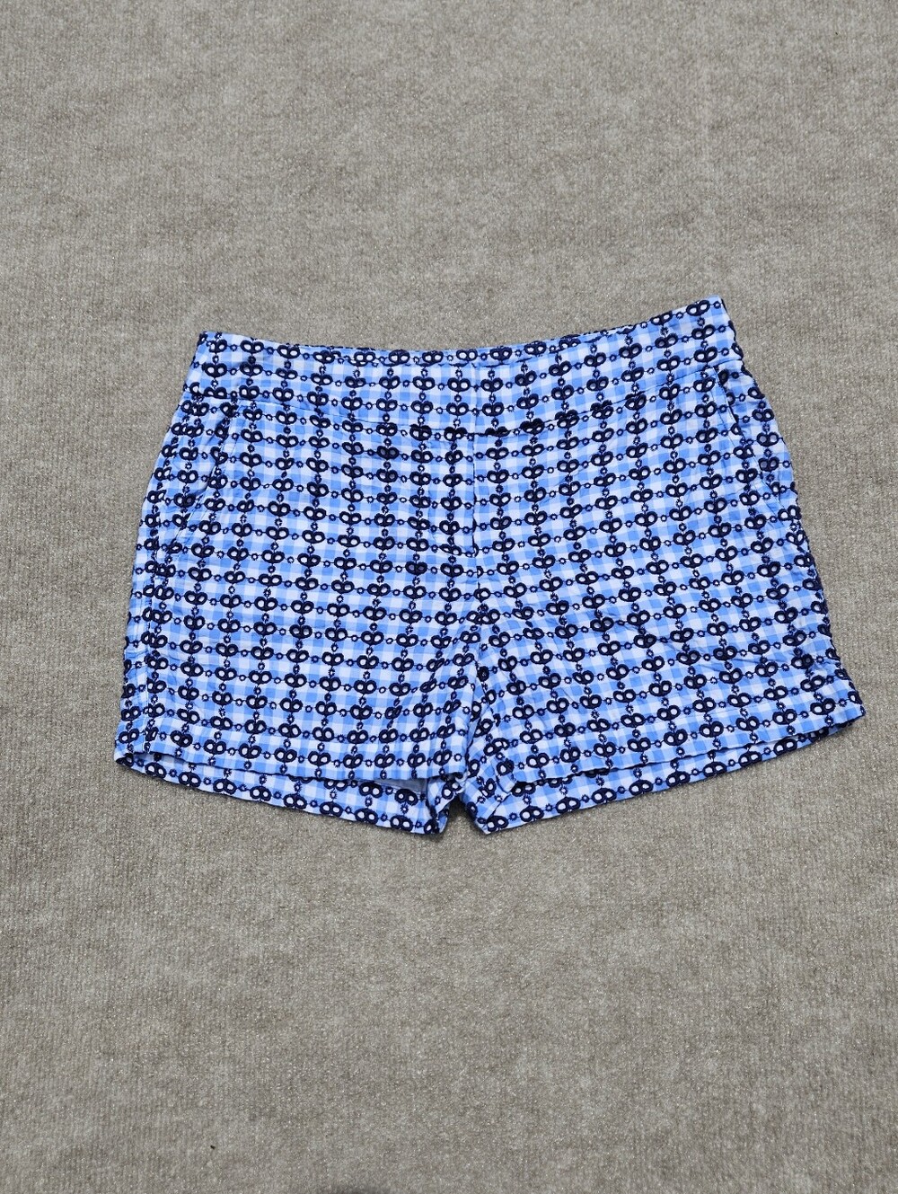 Vineyard Vines Blue Embroidered Shorts Size 4 100% Cotton Pockets Gingham